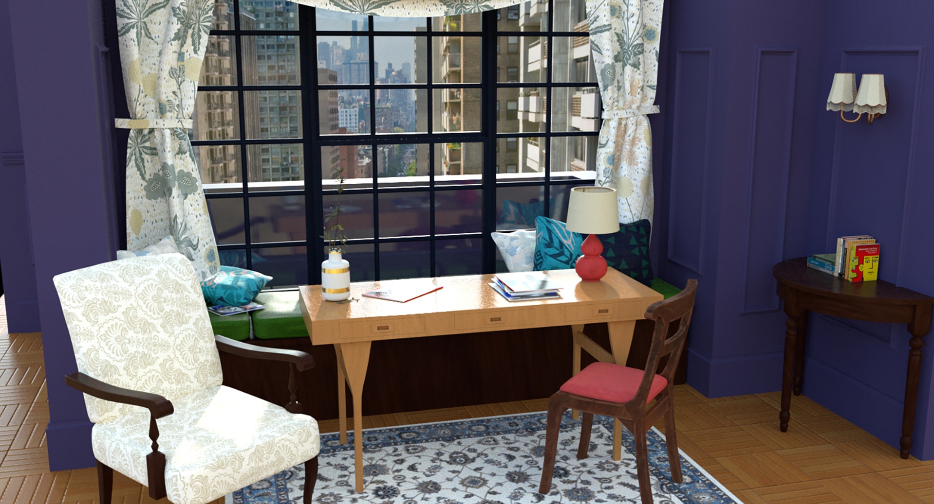 Media 1 for listing Stylish Home Office & Reading Nook Interior – Furniture, Decor & Props (PBR)