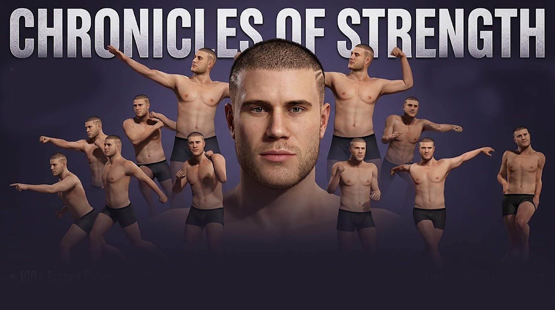 Media 1 for listing Realistic Male Human Character Rigged 3D Model with Facial Expressions