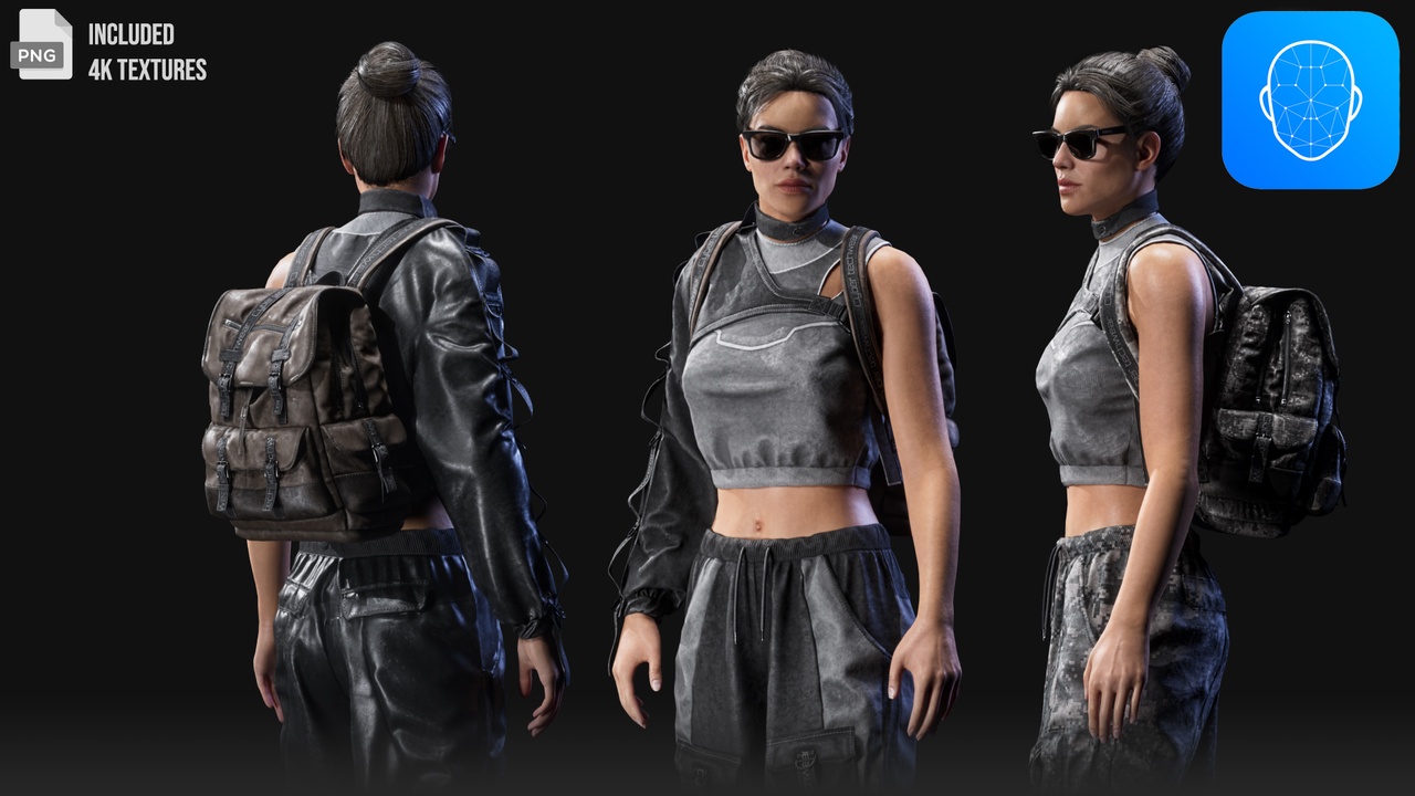 File multimediali per l'articolo Techwear Girl Character 02 · Adventure · Survival: 1