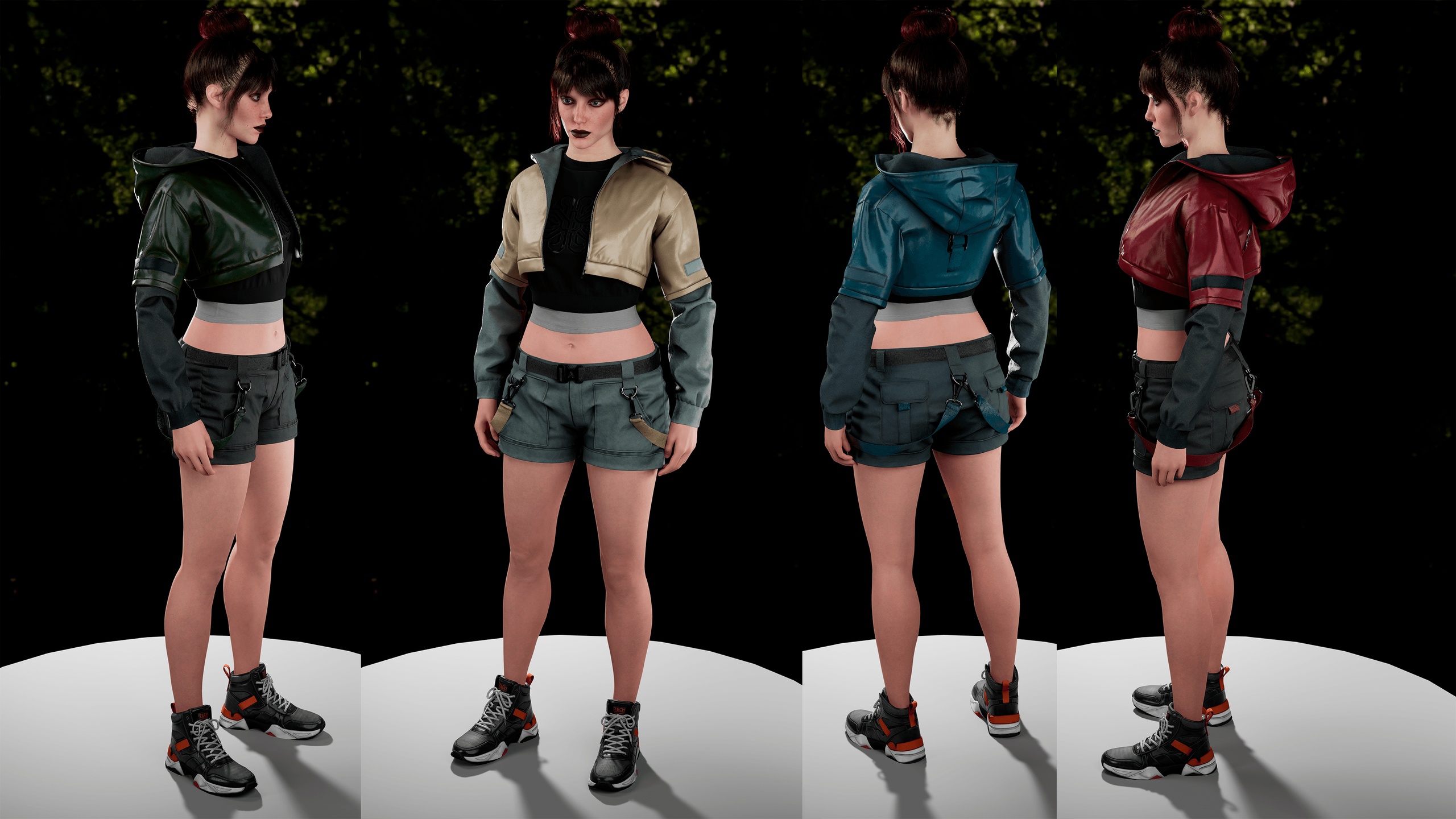 Media 1 for listing MetaHuman Female Outfit - Crop Jacket & Shorts & Shoes (Resizable / UE5 Skel)