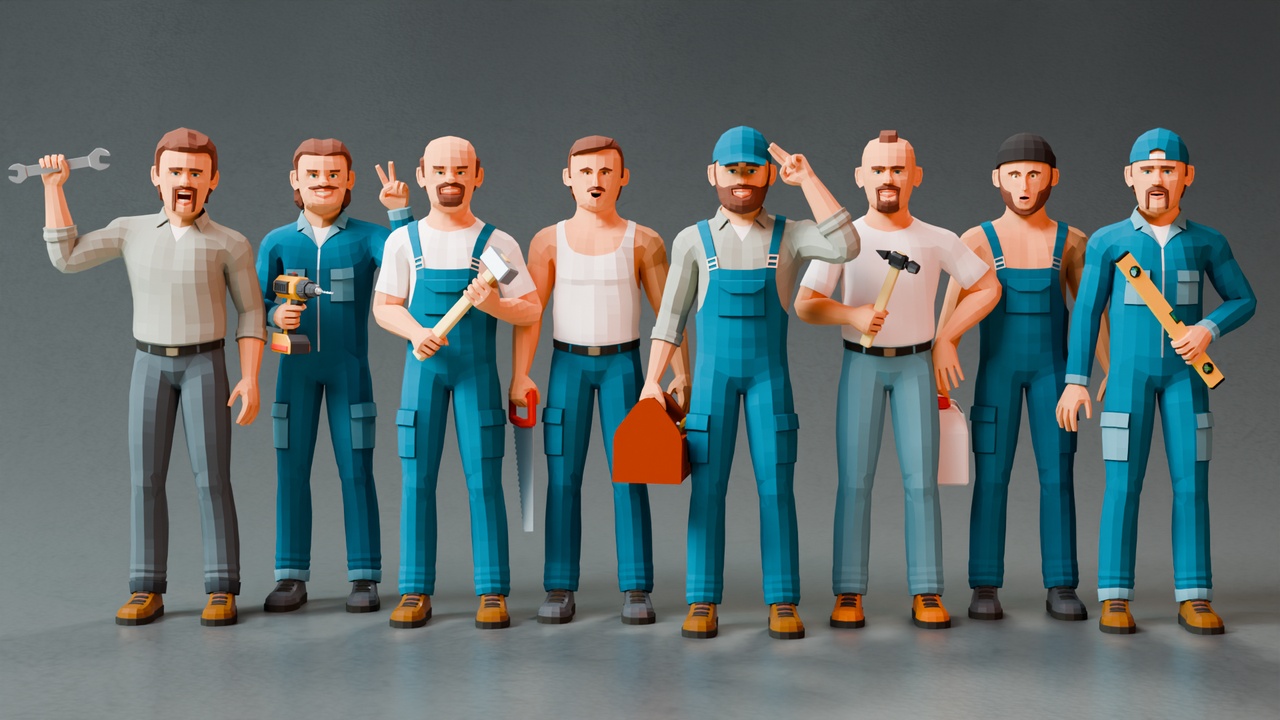 Média 1 pour l'article Handyman Modular low-poly stylized