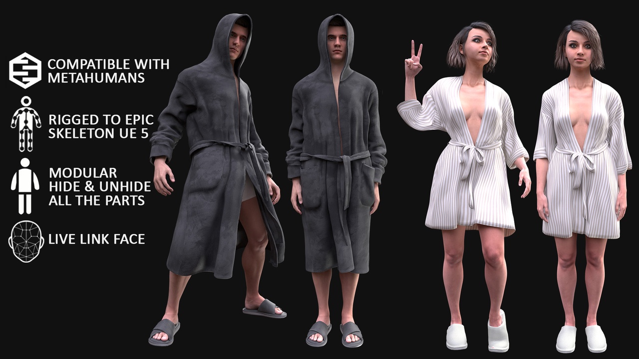 商品 Men's and Women's Bathrobes - Modular - Rigged 的媒体 1