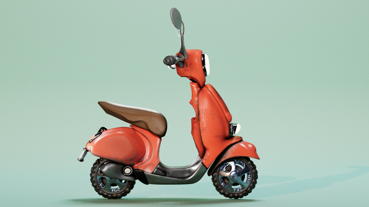 Media 1 for listing Red Vespa - Stylized & Cute