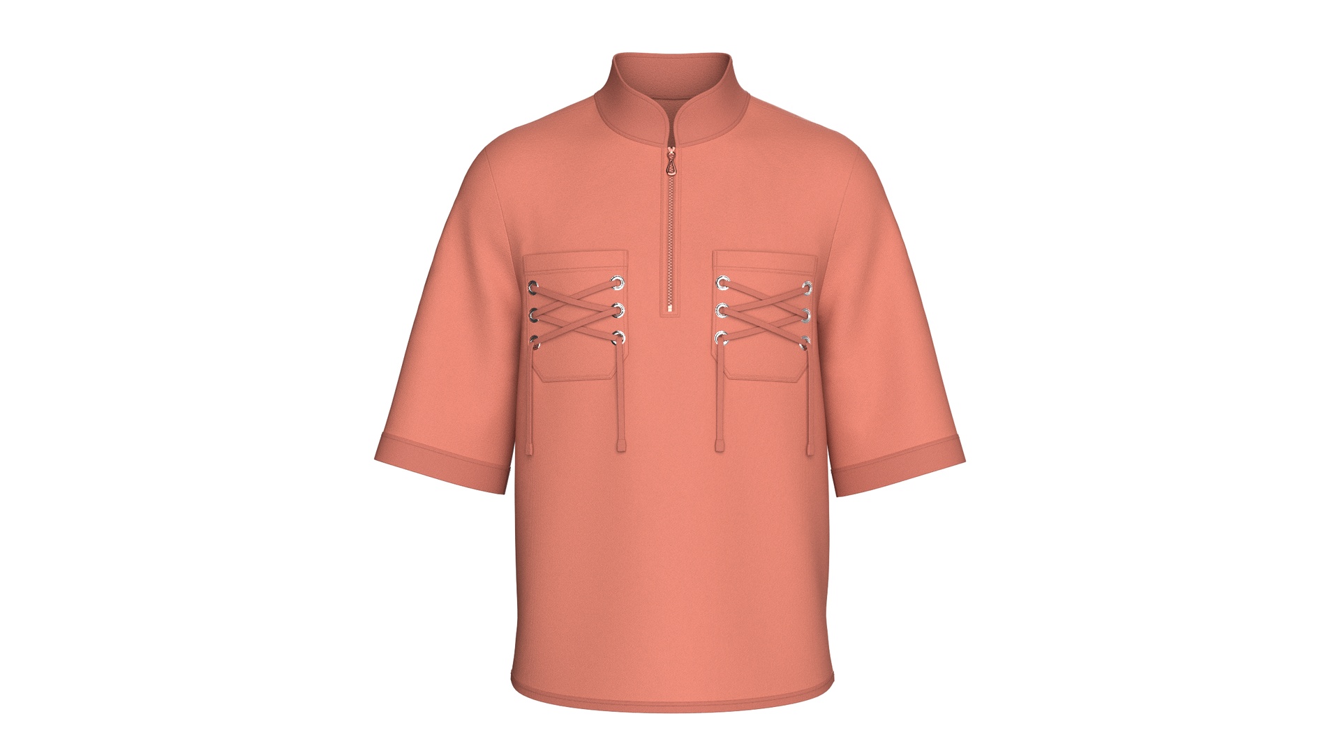 Media 1 for listing Men Quarter - Zip Shirt With Lace Up Pocket | High Poly