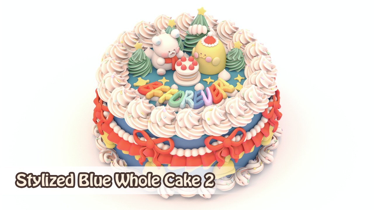 Media 1 for listing Stylized Blue Whole Cake 2