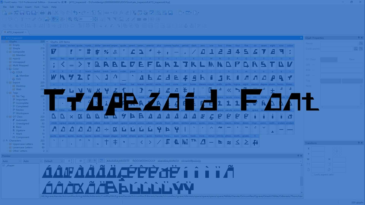 Media 1 for listing Trapezoid Font