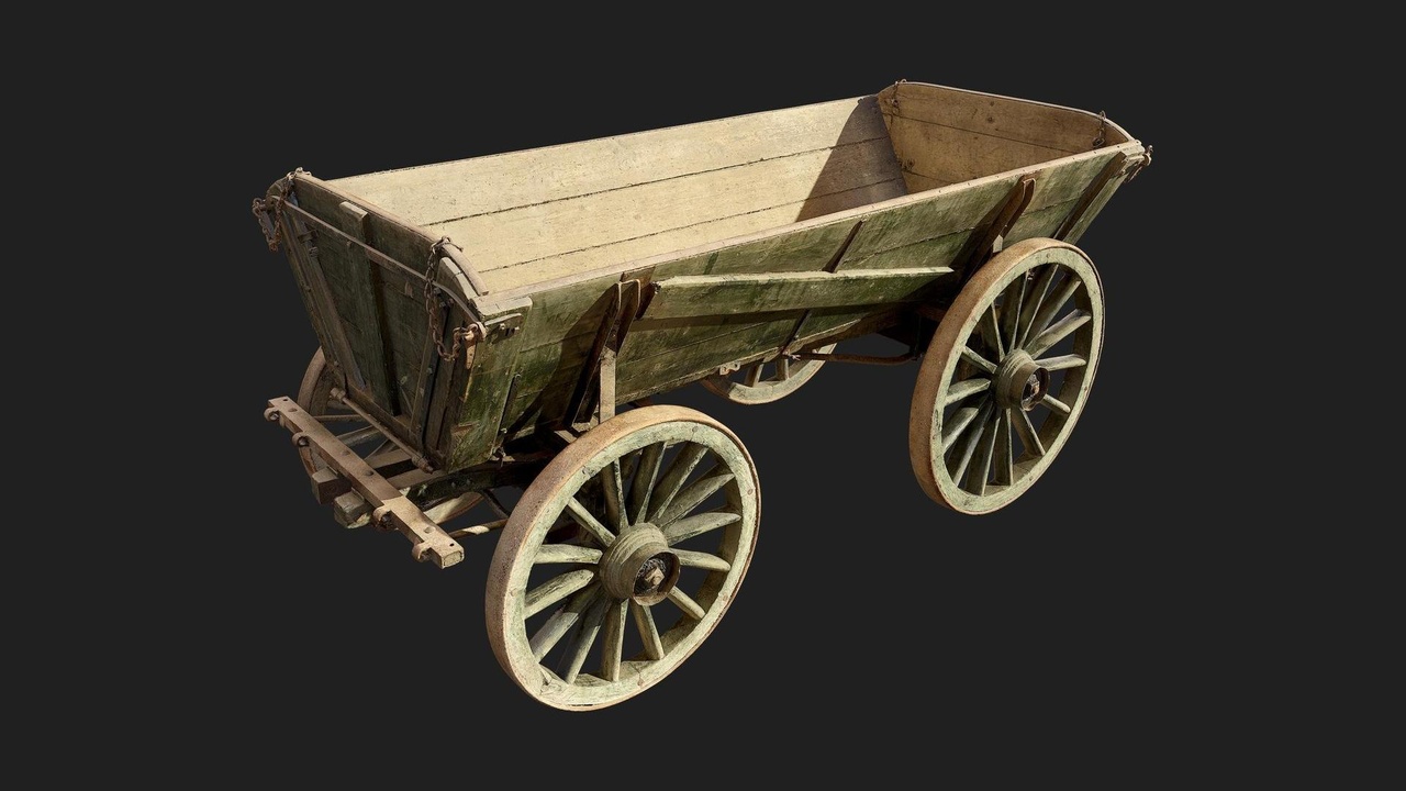 Media 1 for listing Historic Medieval Farm Wagon Wood 02