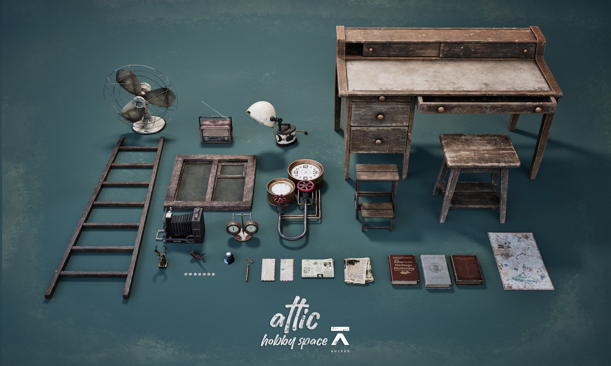 Media 1 for listing Attic - Hobby Space (PBR Game Ready Assets Set)