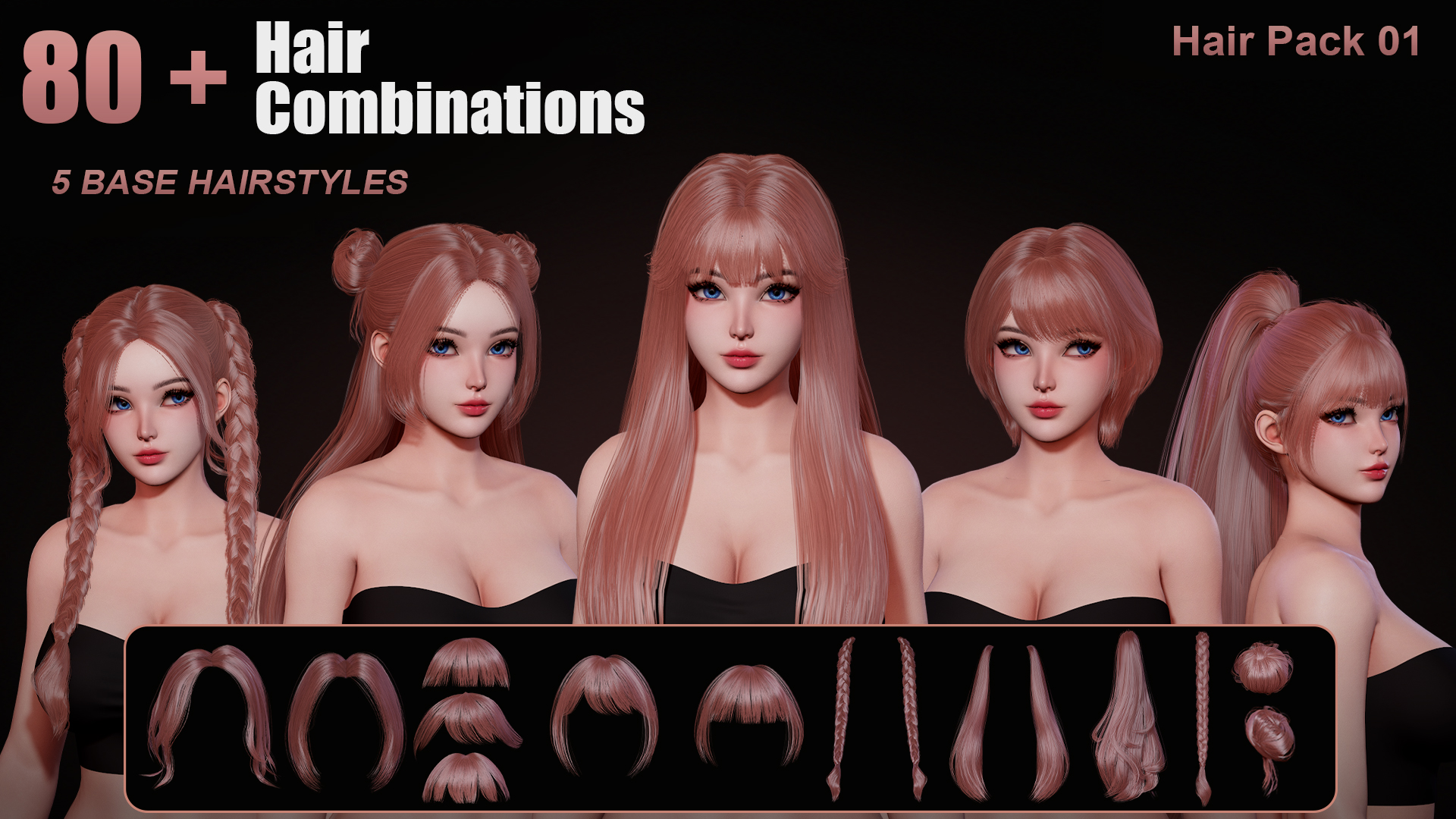 Modular Female Hairstyles – Hair Pack 01 | Fab