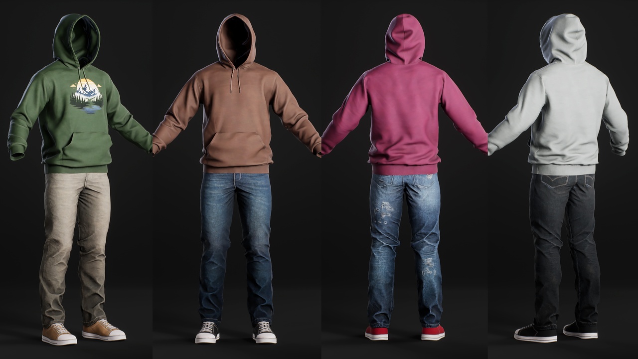 Media 1 for listing Hoodie HoodUp Jeans Outfit - MetaHuman