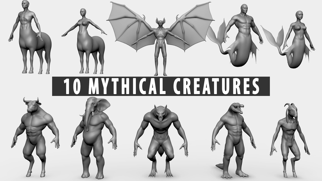 Media 1 for listing 10 Mythical Creature - Topology + UV Map