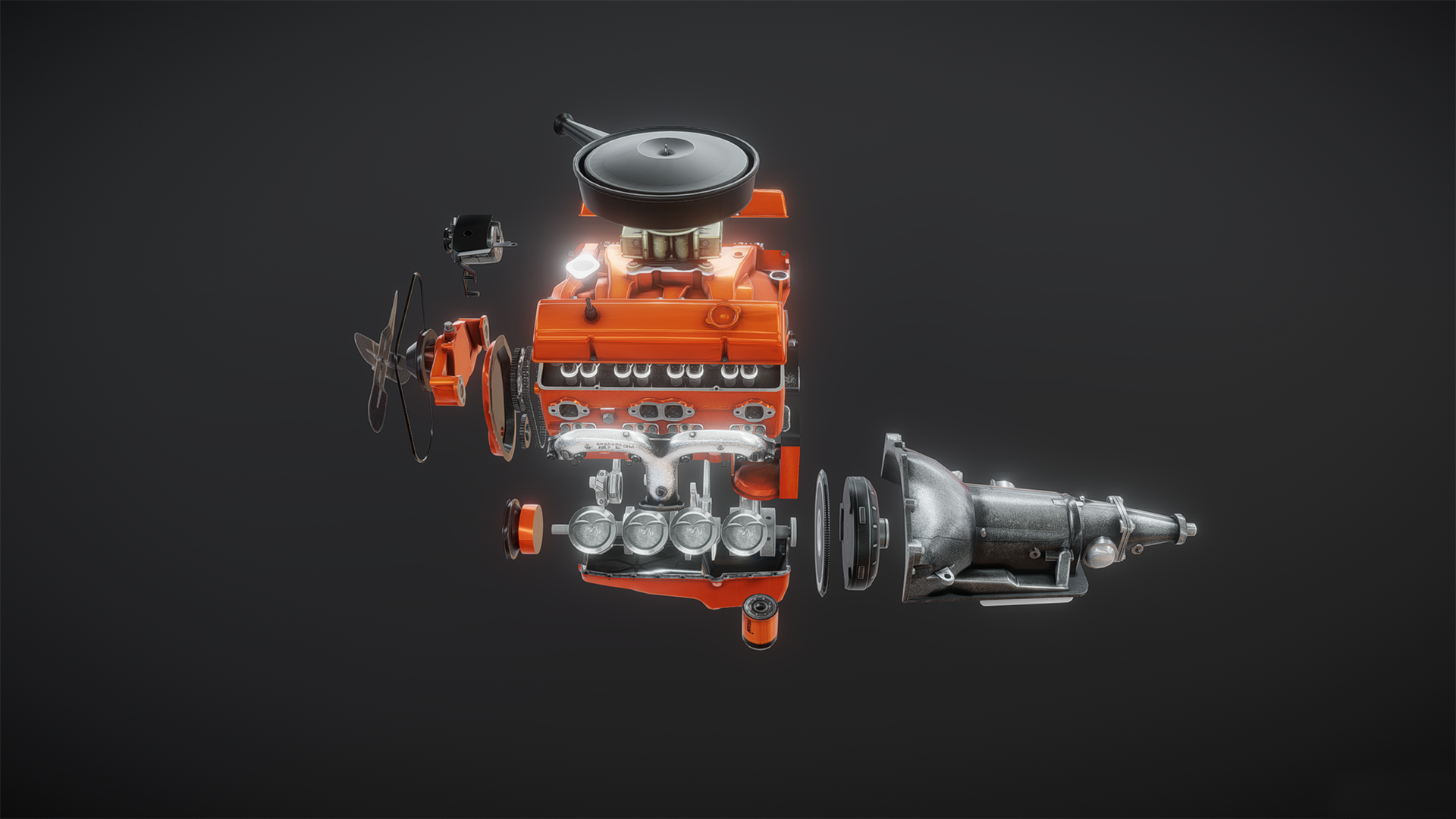 Disassembled V8 compact engine C85 | Fab