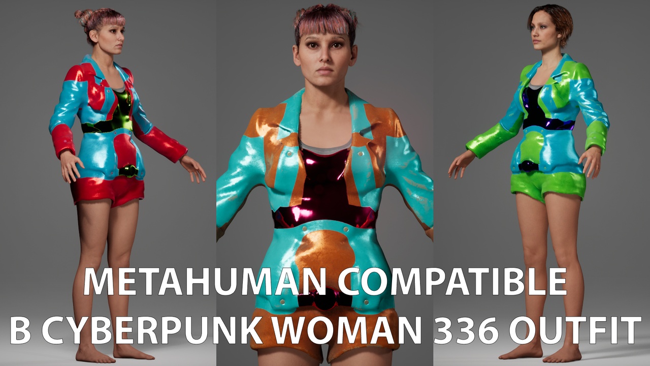 Media 1 for listing MetaHuman Compatible B Cyberpunk Woman 336 Outfit
