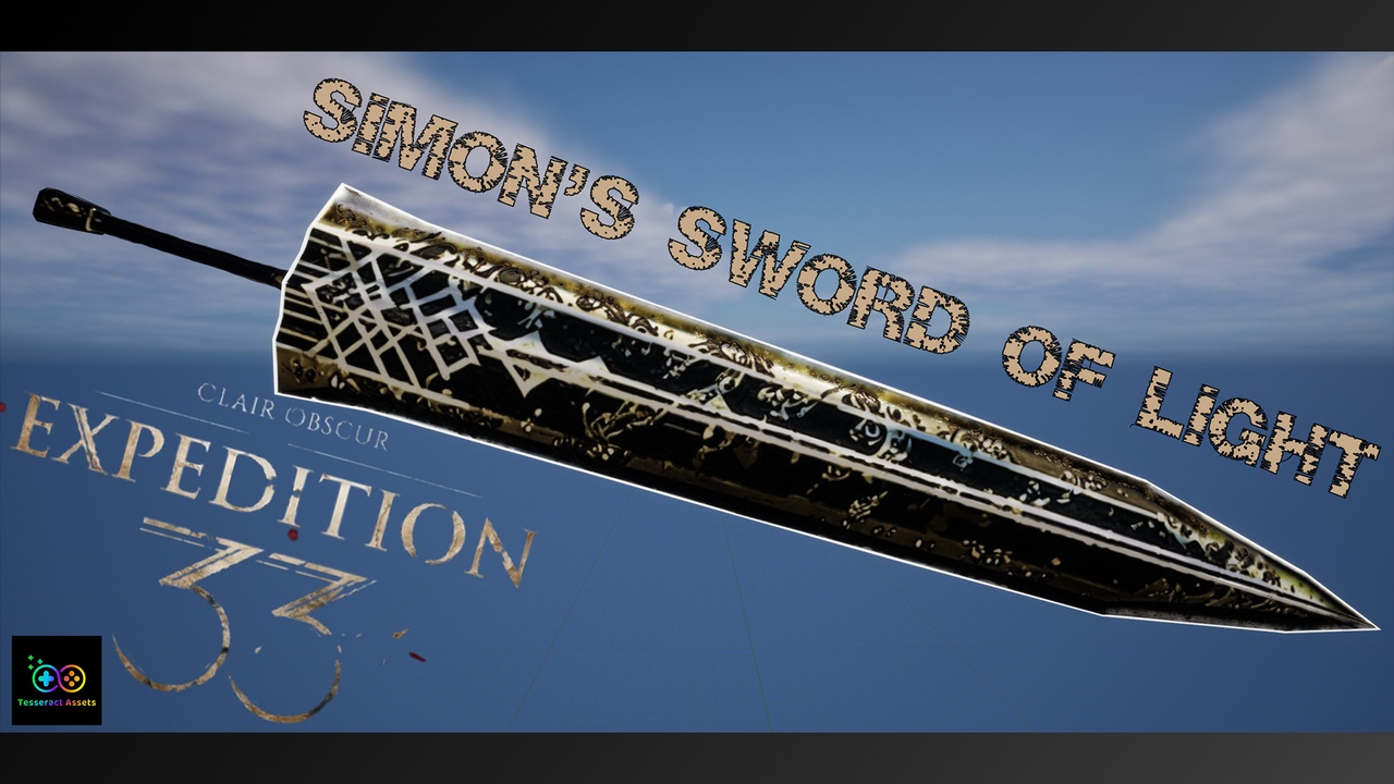 Media 1 for listing Clair Obscur Expedition 33 Simon's Sword of Light FAN ART - LOW POLY