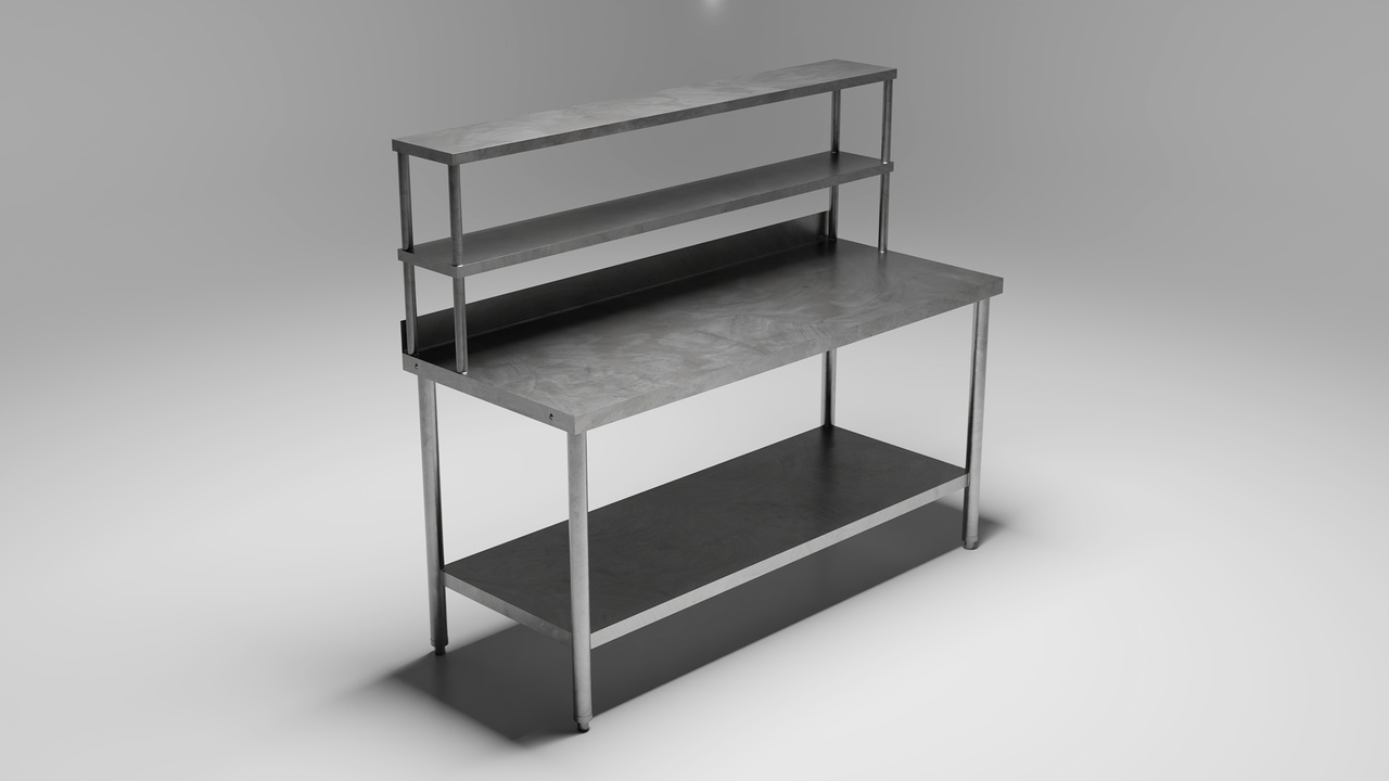 Media 1 for listing Realistic Kitchen Work Table with Overshelf