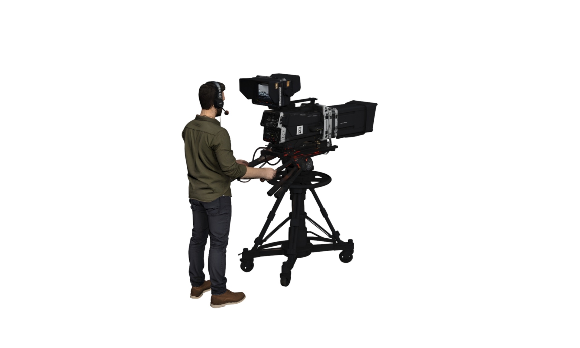 Media 1 for listing Professional Camera Operator Broadcast Camera Studio Crew Character
