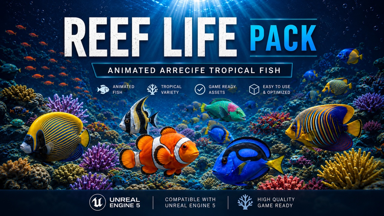 Media 1 for listing Reef Fish Pack - 9 Animated Tropical Fish | Ocean Rigged & Animated