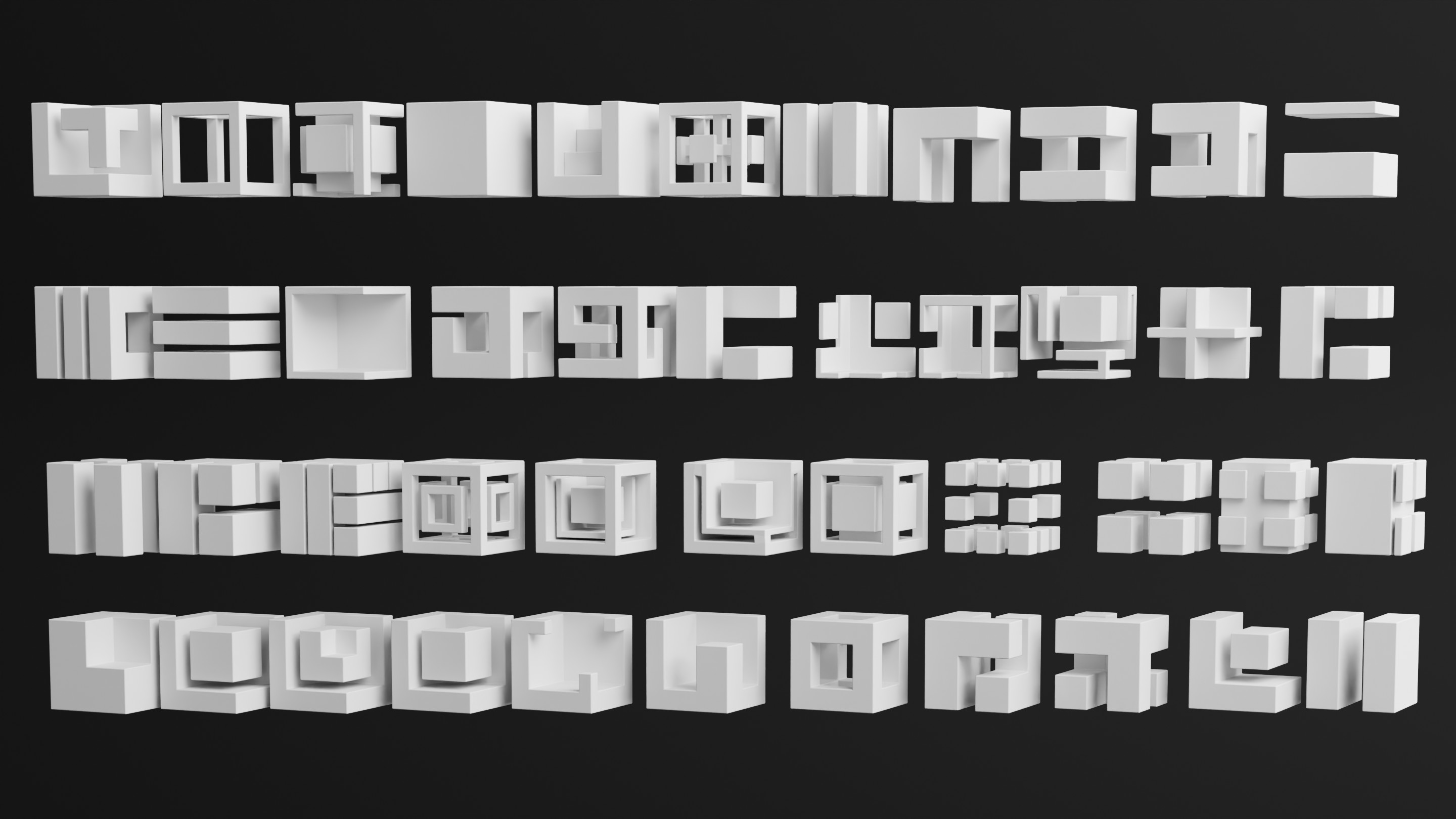 Abstract Geometric Cube Shapes Pack | Fab