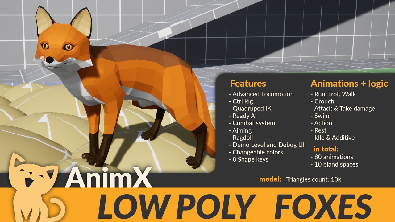 商品 AnimX: Low Poly Foxes 的媒体 1