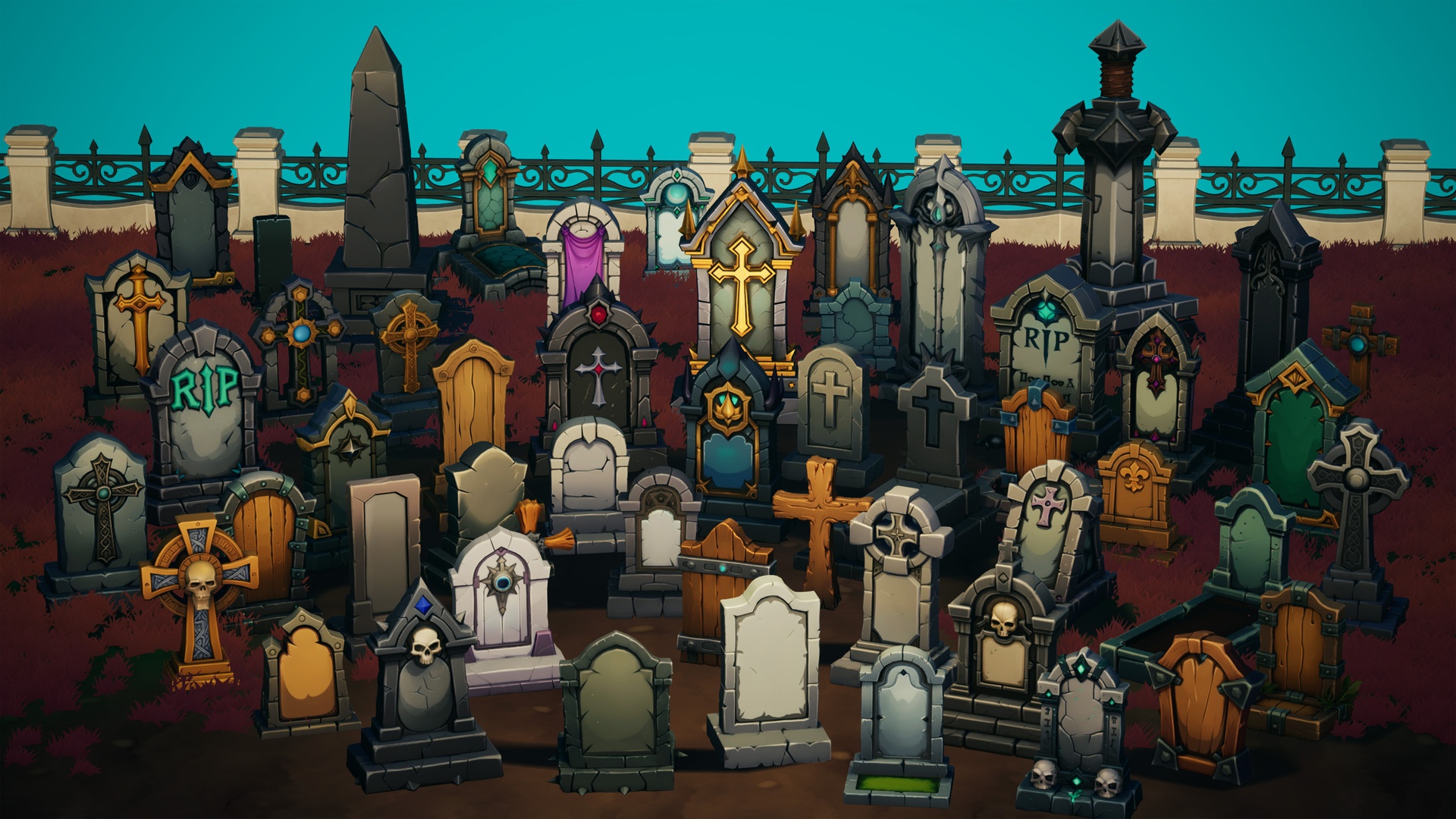 Média 1 pour l'article Embertombs - Stylized 55 Gravestones
