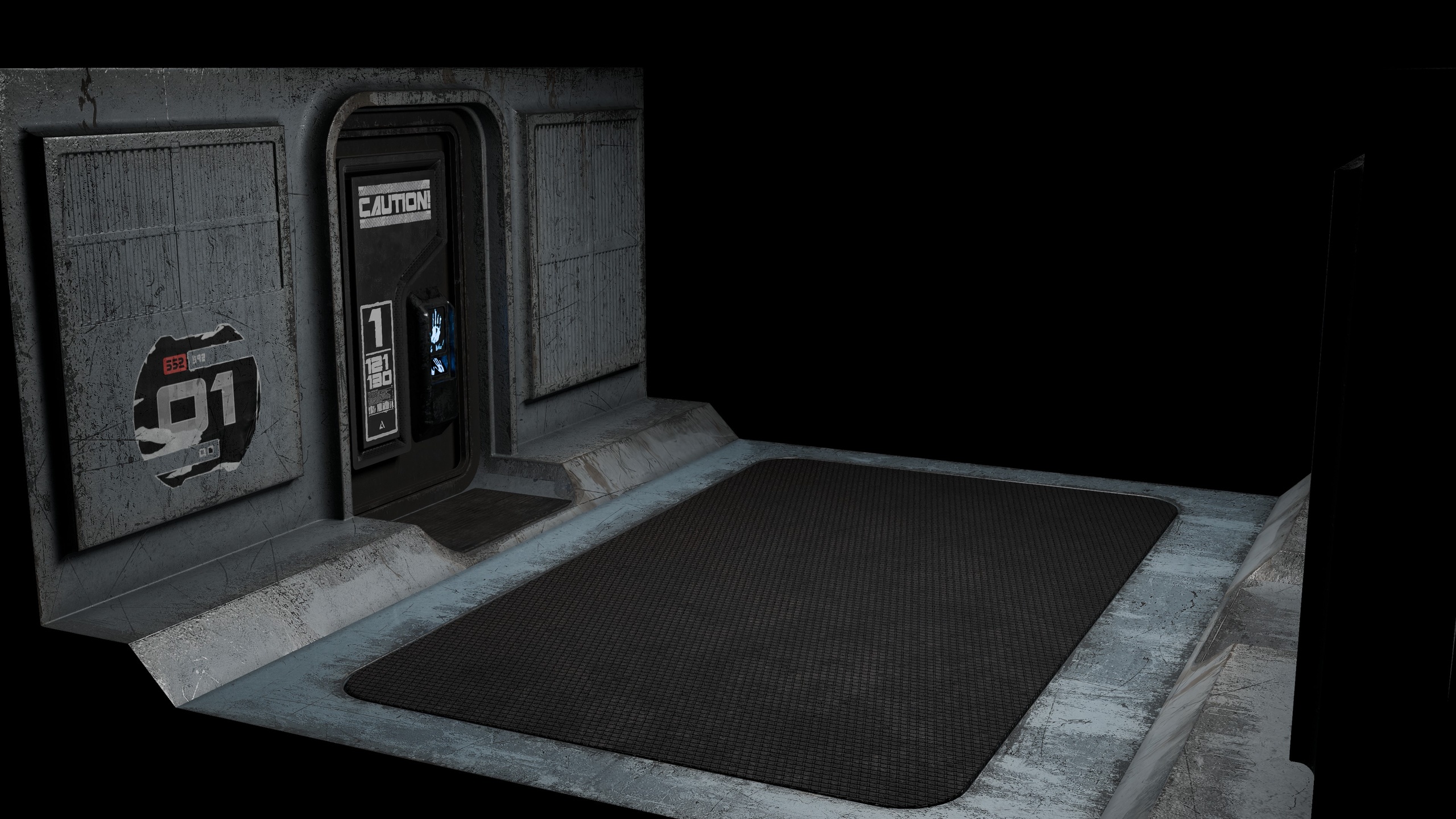 Media 1 for listing Sci-Fi Industrial Airlock Worn Door & Wall Module - Game Ready