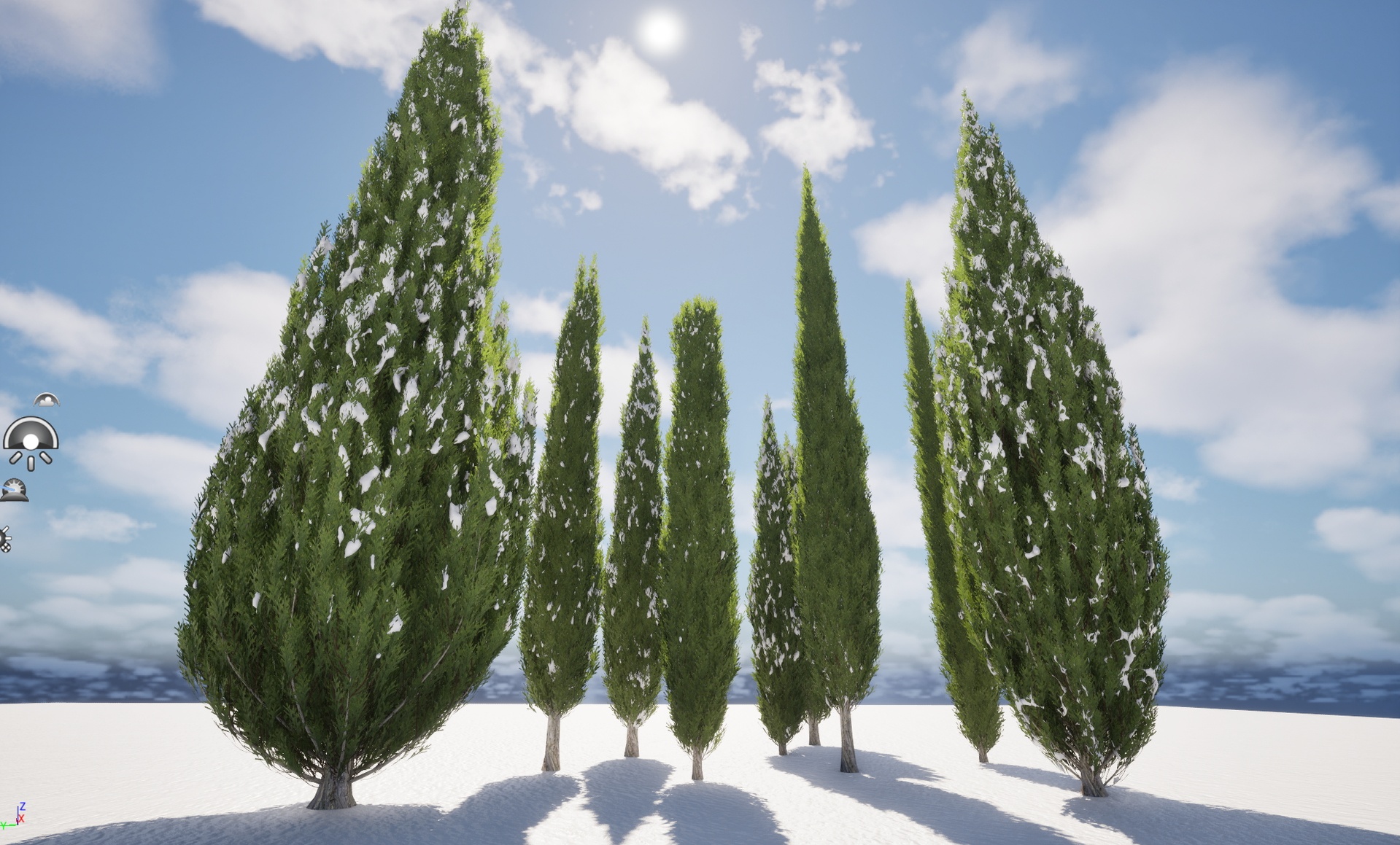 Media 1 for listing Nanite - Winter Snow Tree - Cupressus sempervirens - Mediterranean cypress