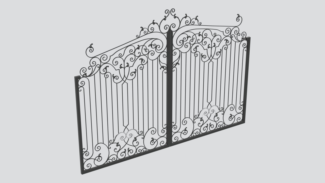 Media 1 for listing Wrought Iron Garden Gate with Ornamental Leaf Pattern 3D Model