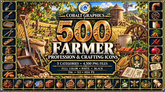 500 Farmer Profession Icons | RPG Farming, Crops, Seeds & Harvest — Cobalt Game Assets