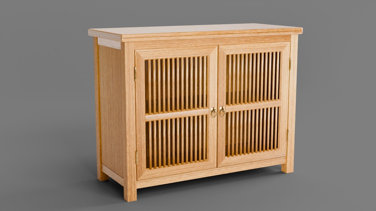 Media 1 for listing Stylized Slatted Wooden Cabinet