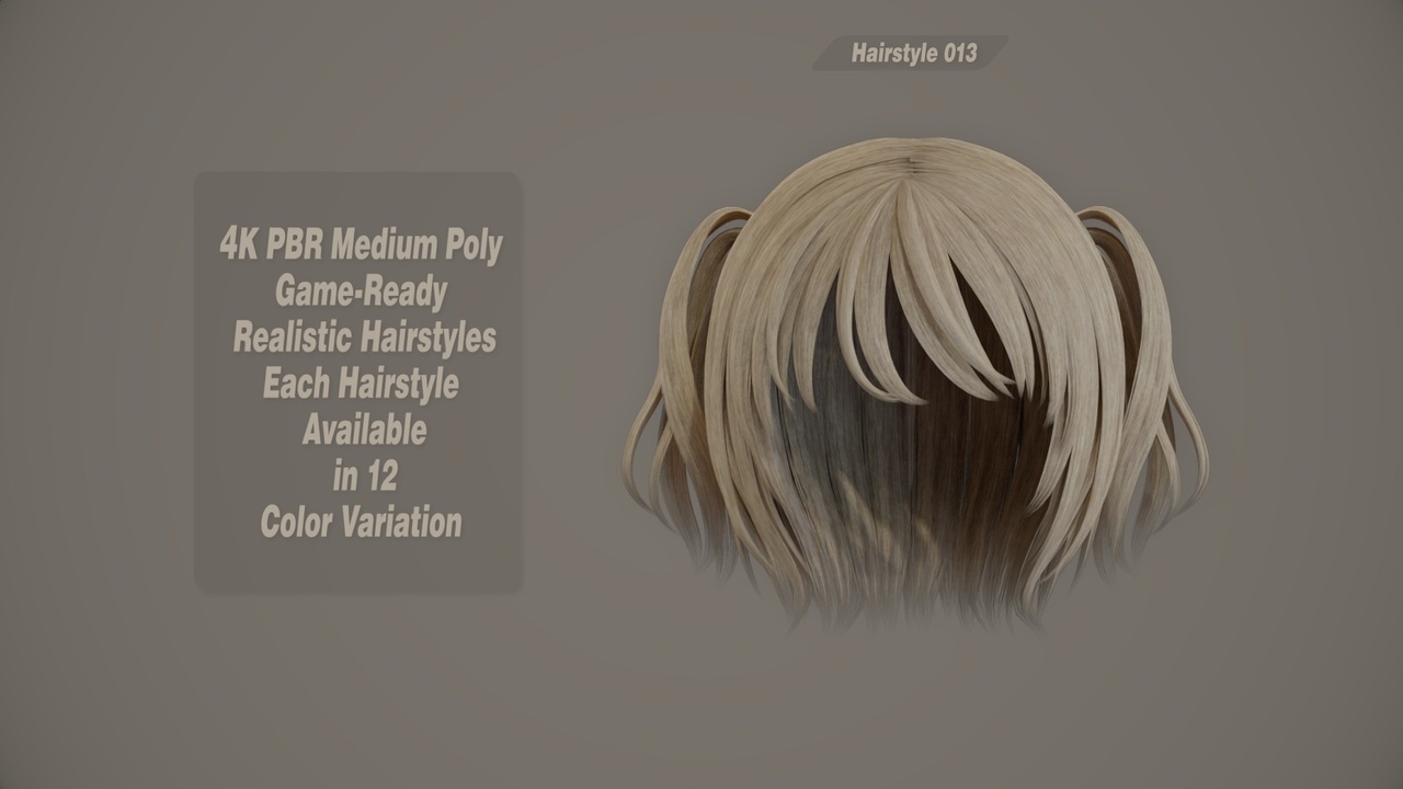 Media 1 for listing Realistic Hair Game Ready | 12 Colors | 4K PBR | v13