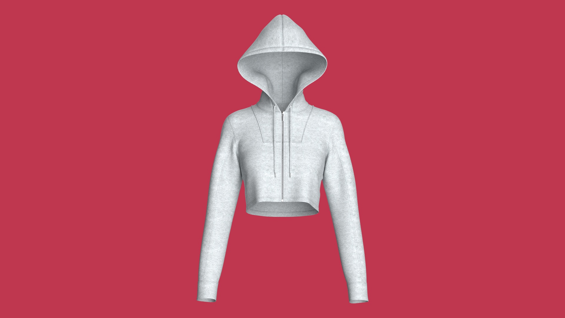 Media 1 for listing Girls Cropped Zip - Up Hoodie With Melange | High Poly