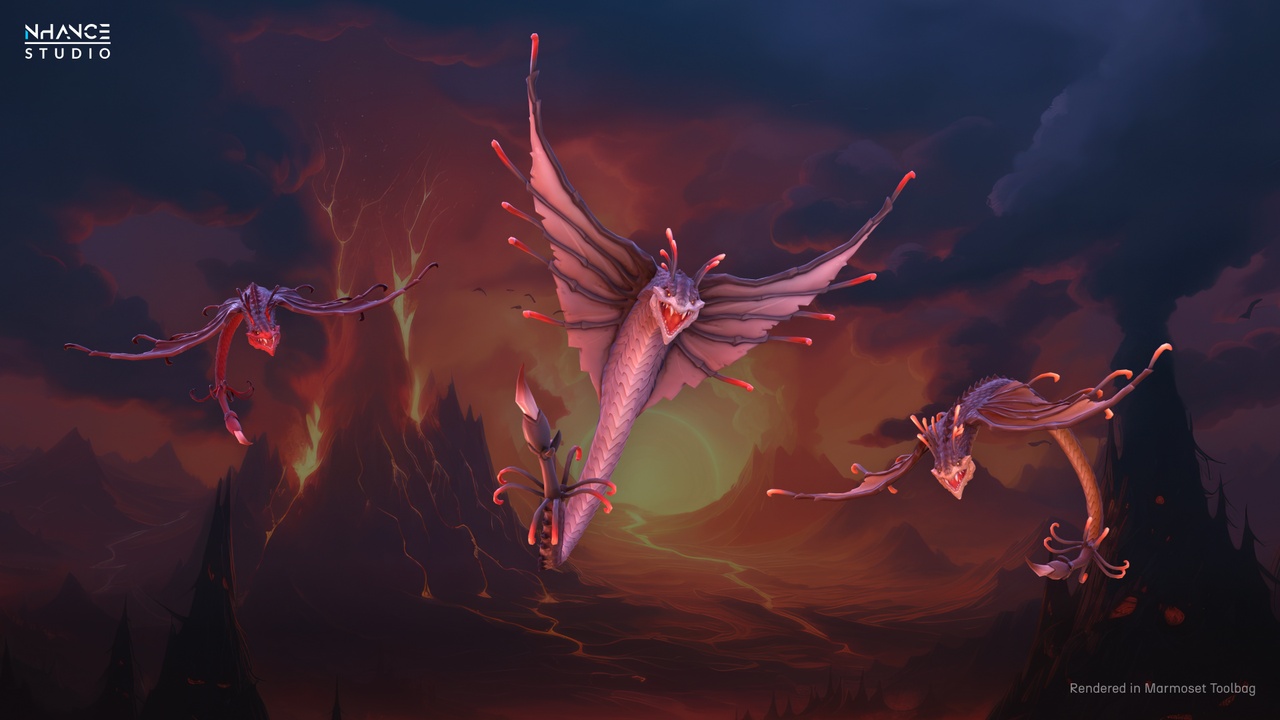 Media 1 for listing Stylized Fantasy Magma Serpent