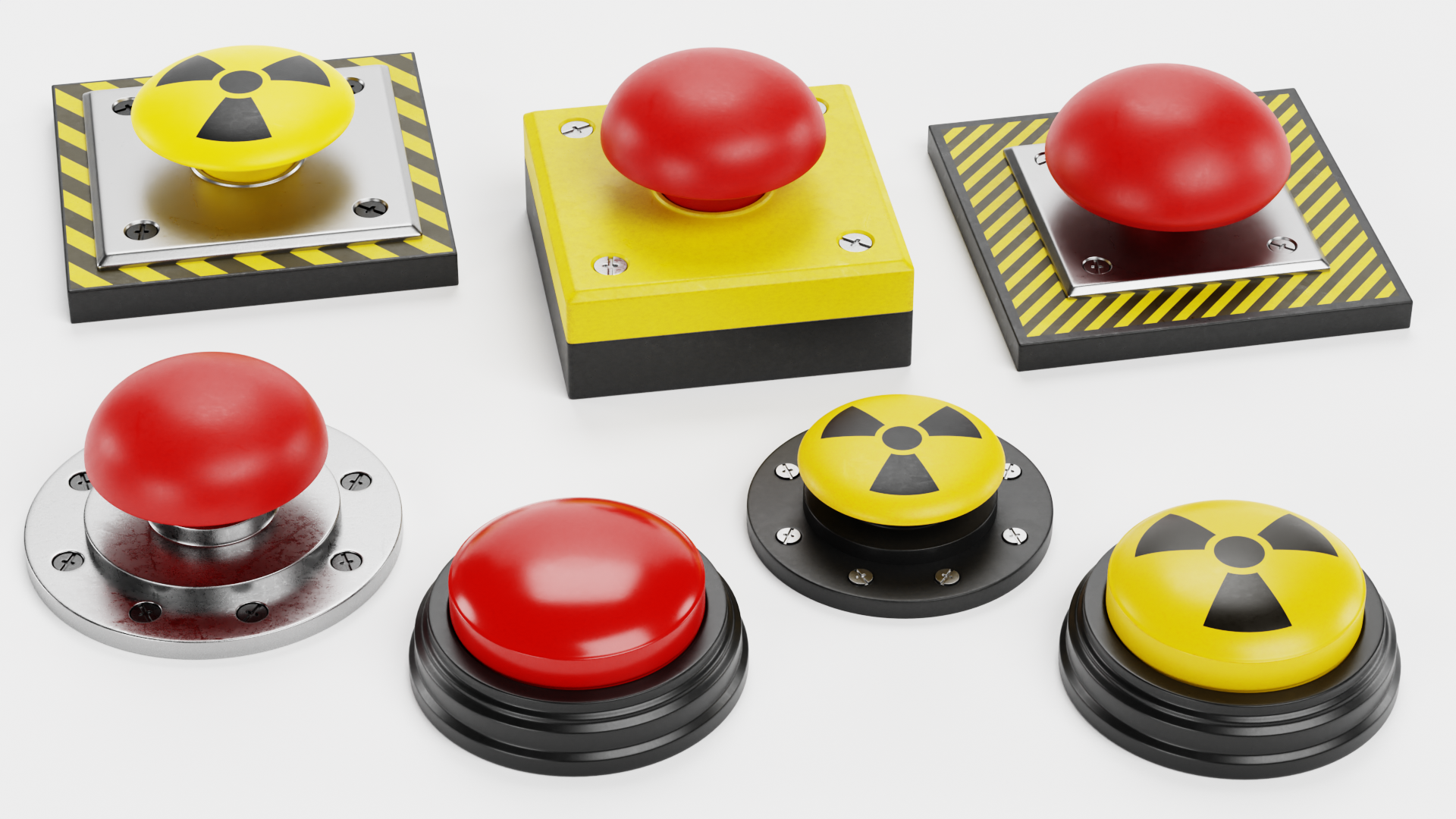 7 Emergency Buttons - Industrial Control Push Switches Set | Fab