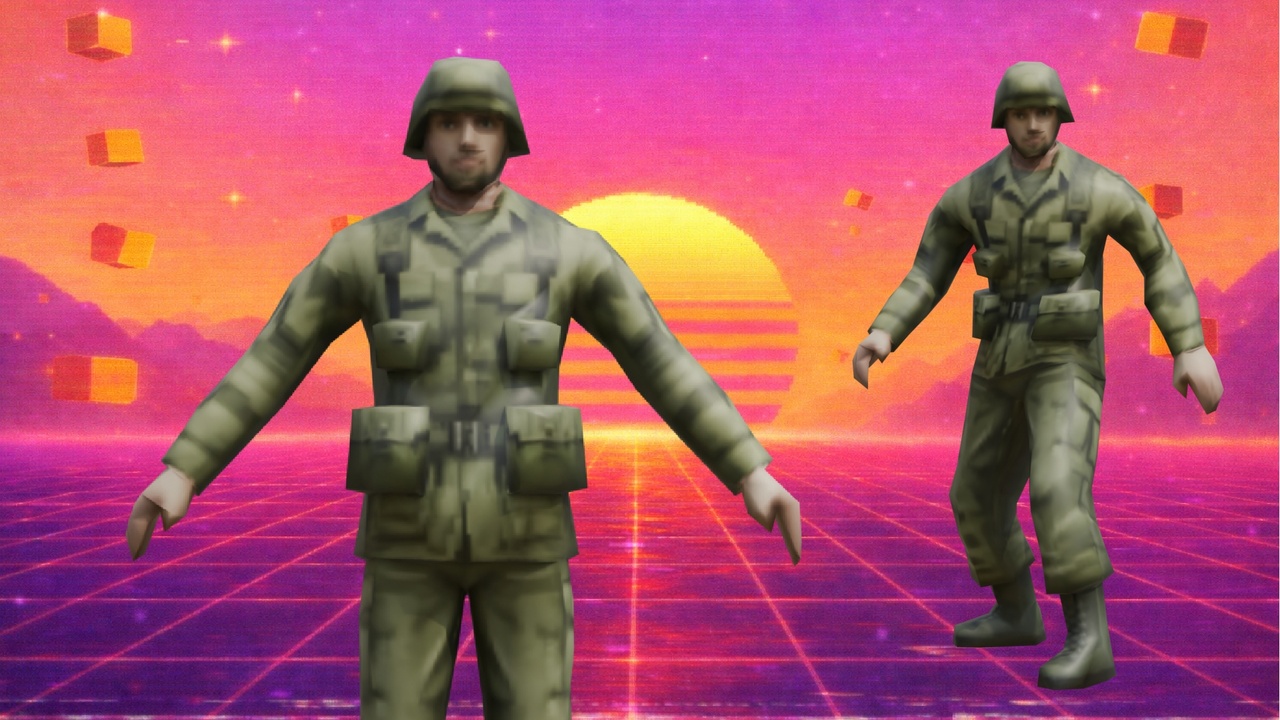 Media 1 for listing Soldier – Retro PS1 Low Poly Character (Animated)