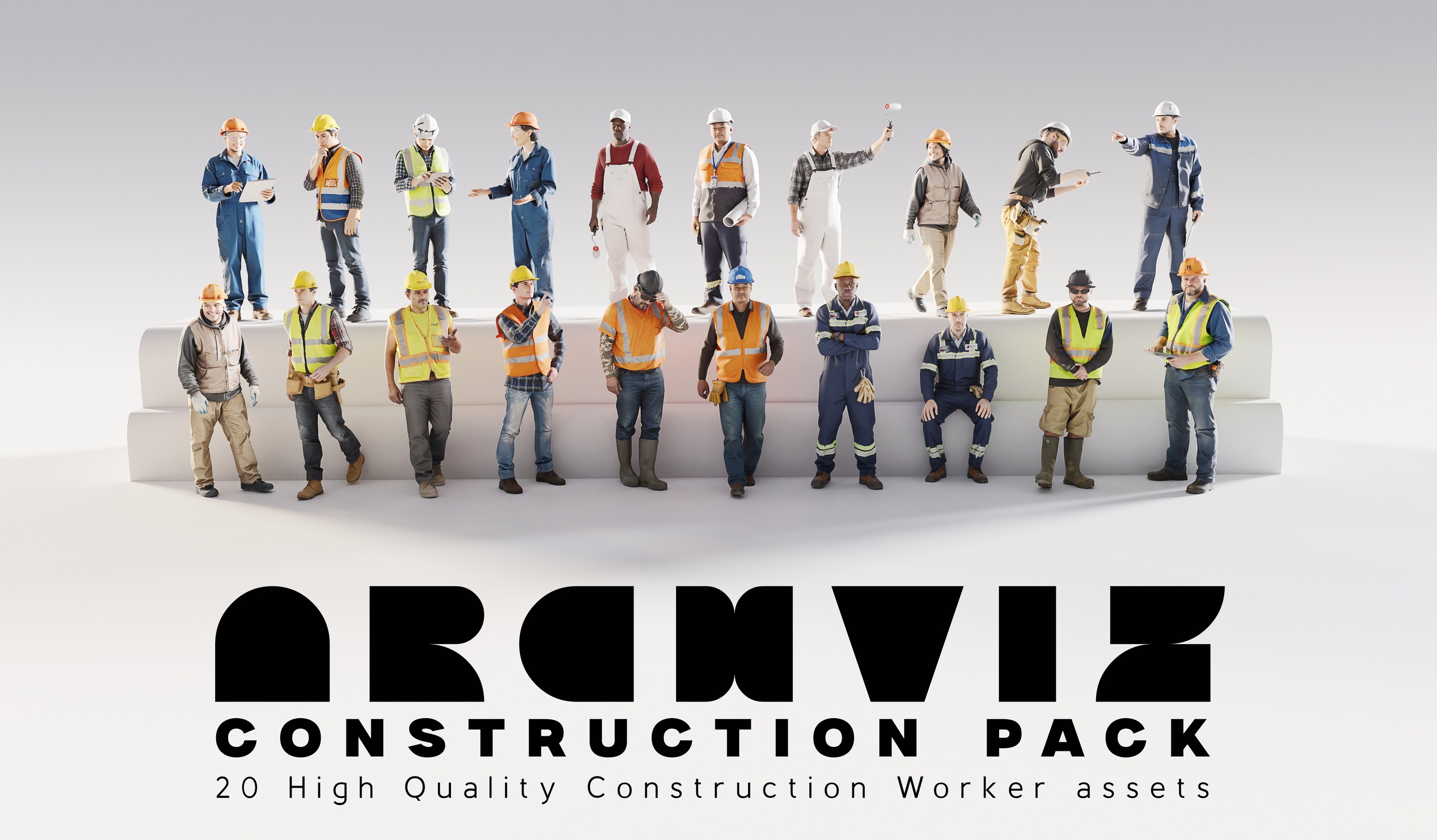 Media 1 for listing ArchViz People — Construction Workers | 20 Construction Character Models