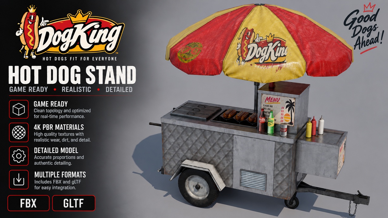 Media 1 for listing Dog King Hot Dog Stand | Game-Ready Street Food Cart