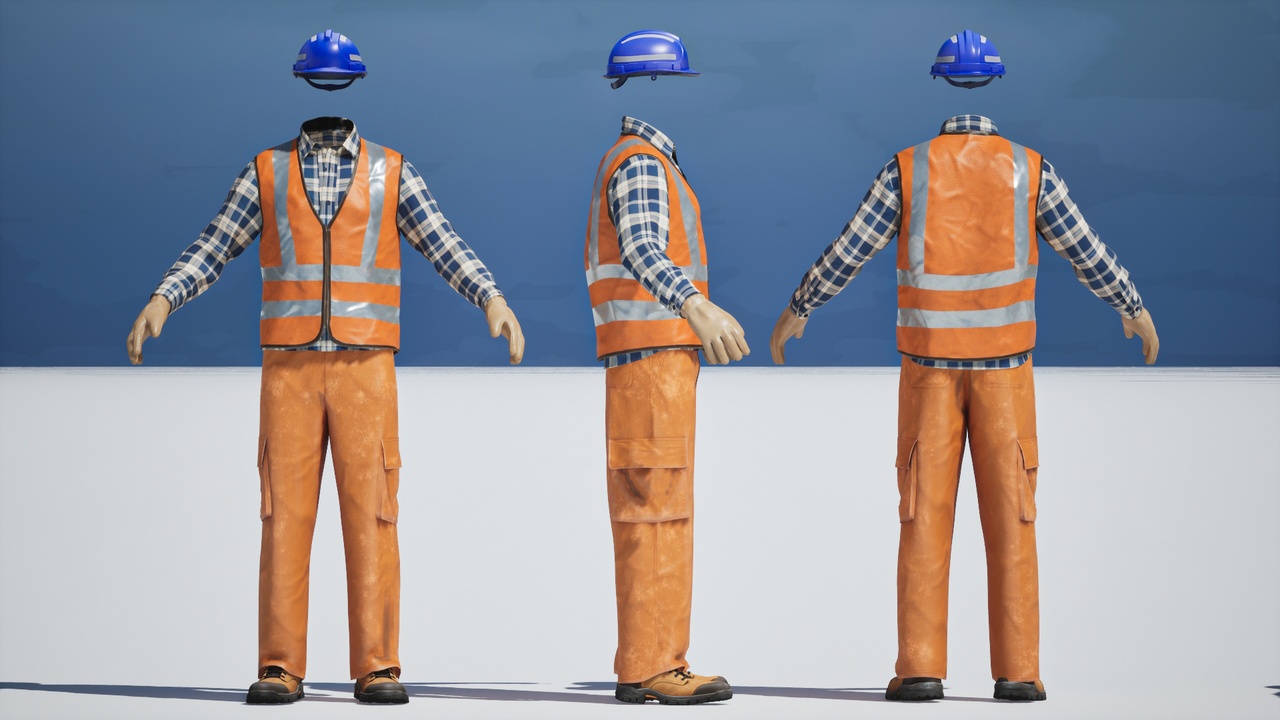 Media 1 for listing General Construction Worker Outfit for MetaHuman (Resizable Safety Workwear)