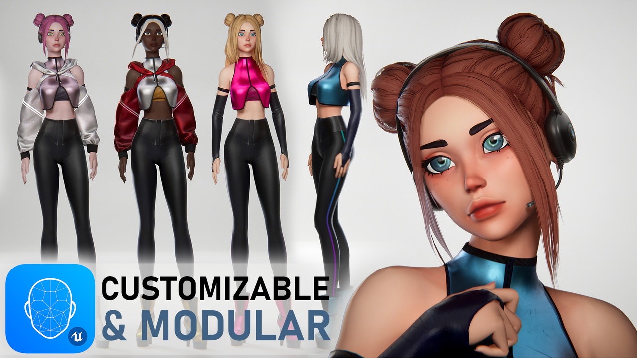 Медиа 1 для объявления Streamer girl. Sci-fi stylized toon webcam performer