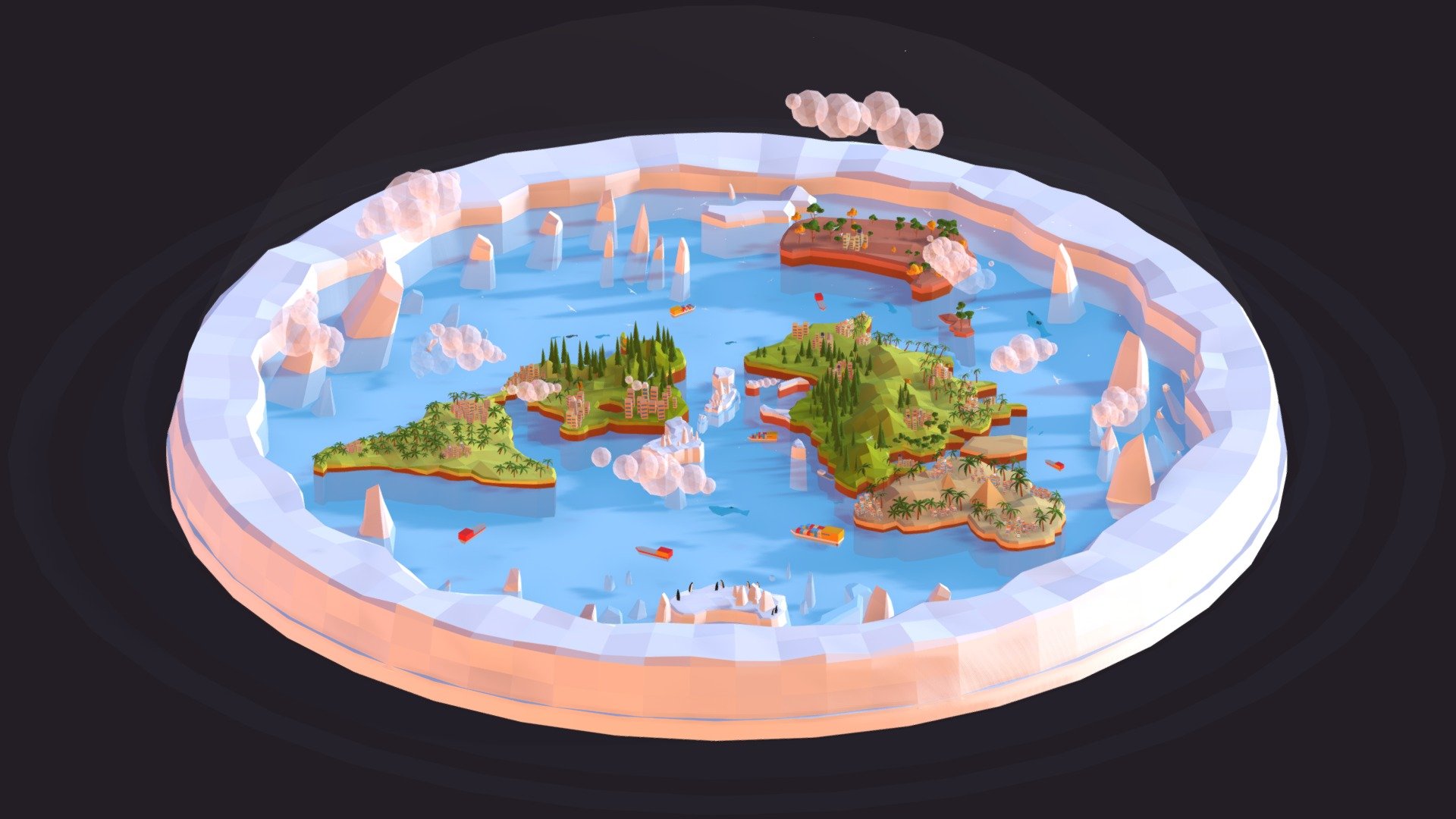 Cartoon Flat Earth World Map | Fab