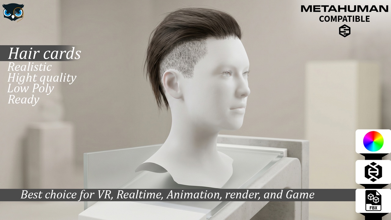 Media 1 for listing Punk Undercut Hair Cards for MetaHuman Compatible