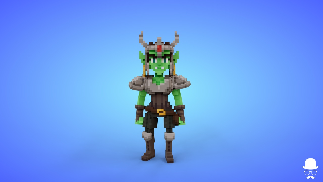 Media 1 for listing Goblin Female Warrior 4 Voxel Character - 3D Fantasy Creature