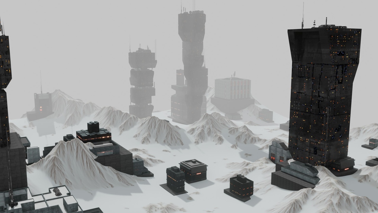 Media 1 for listing Sci Fi City Snow Mountains Landscape 16