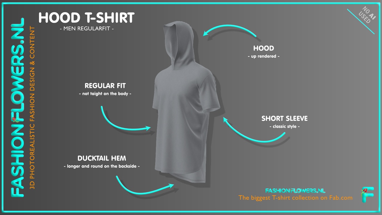 Media 1 for listing Gray Colour Ducktail Hooded T-Shirt | Short Sleeve Hood Tshirt | Cowl Shirt