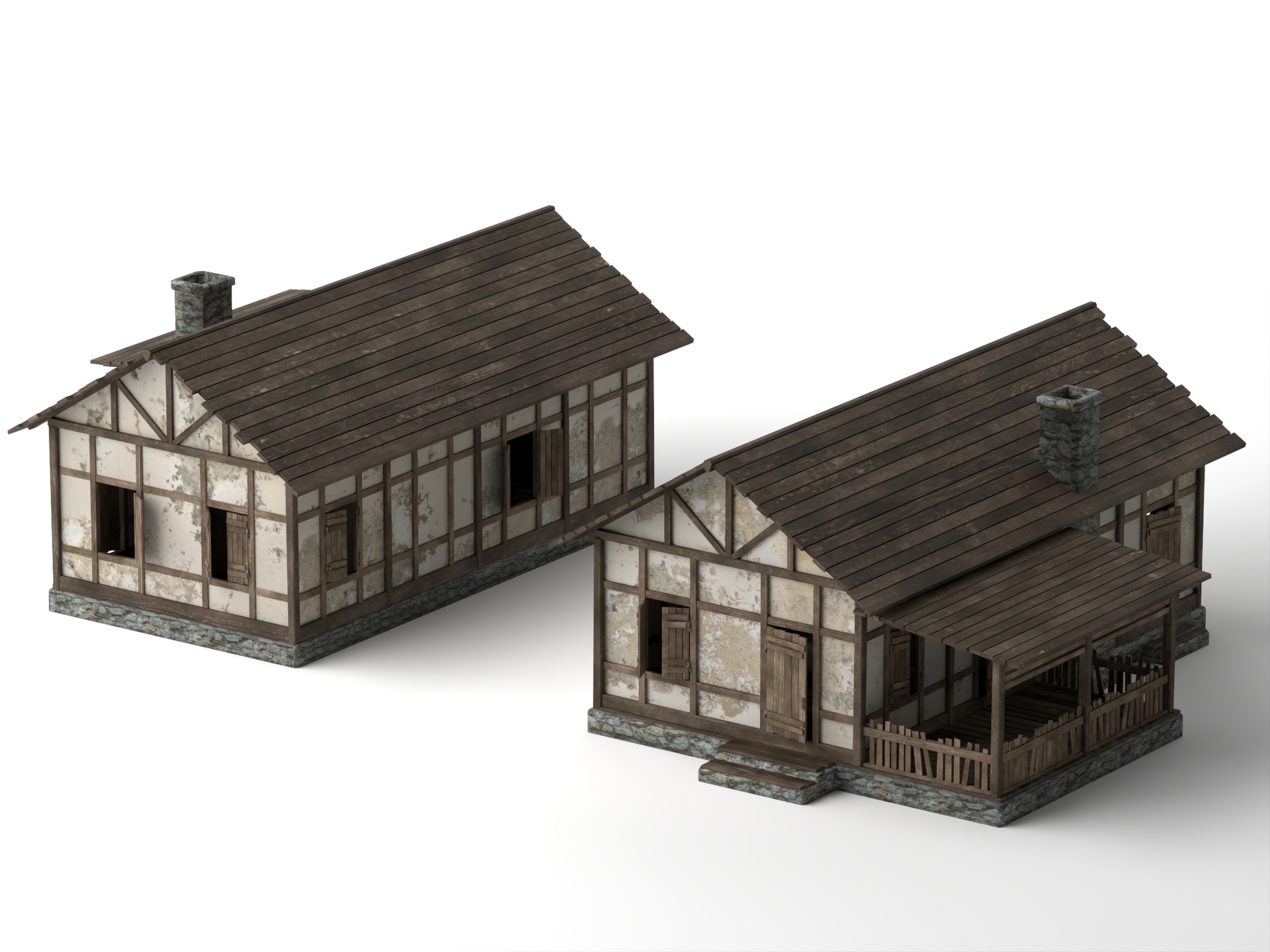 Media 1 for listing Old Half Timbered Wooden House 3D Model Set