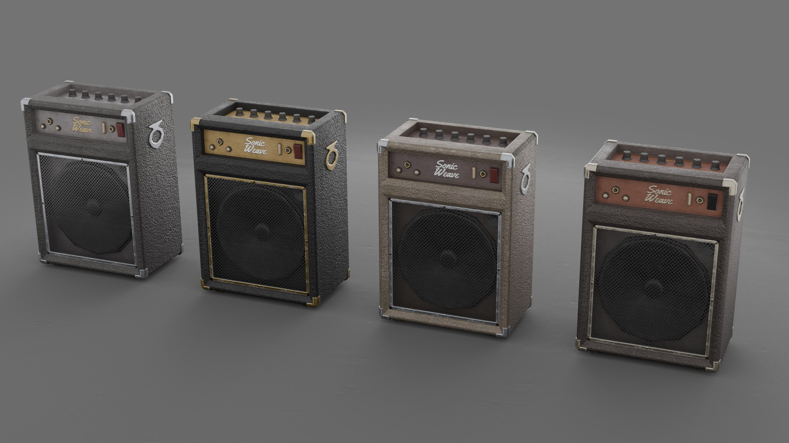 Media 1 for listing Vintage Guitar Amplifier 3D Model – PBR Ready (4 Texture Variants)