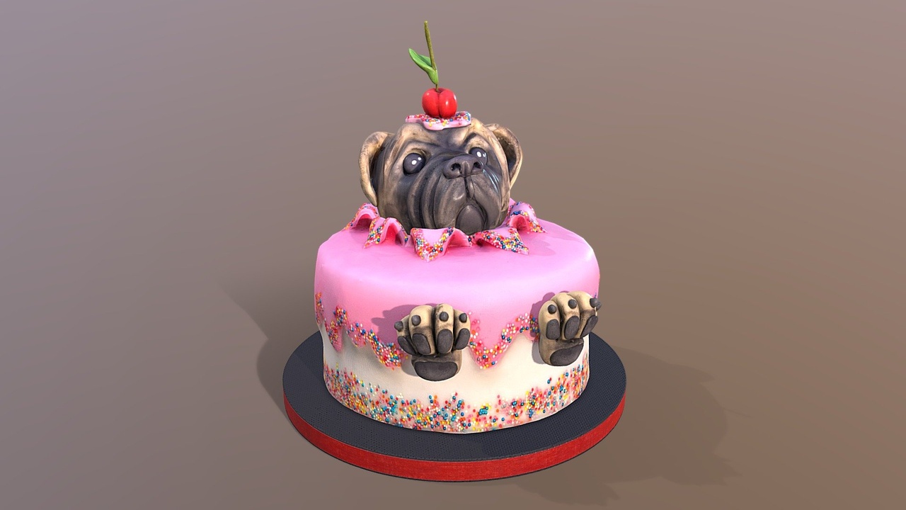 Media 1 for listing Realistic 3D Pug Head and Paws Cake
