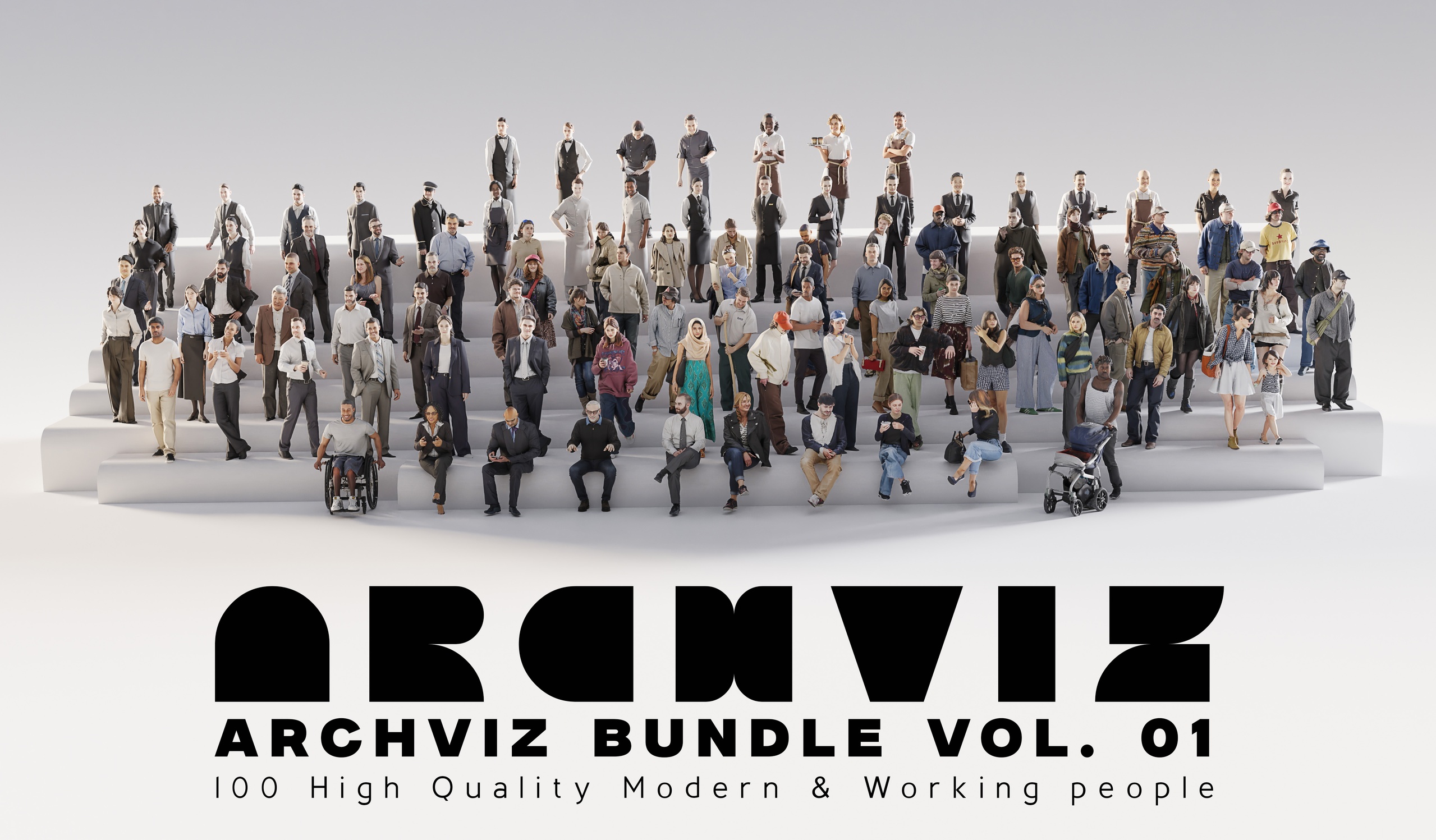 Media 1 for listing ArchViz People — Archviz Bundle Vol. 01 | 100 Professional Character Models