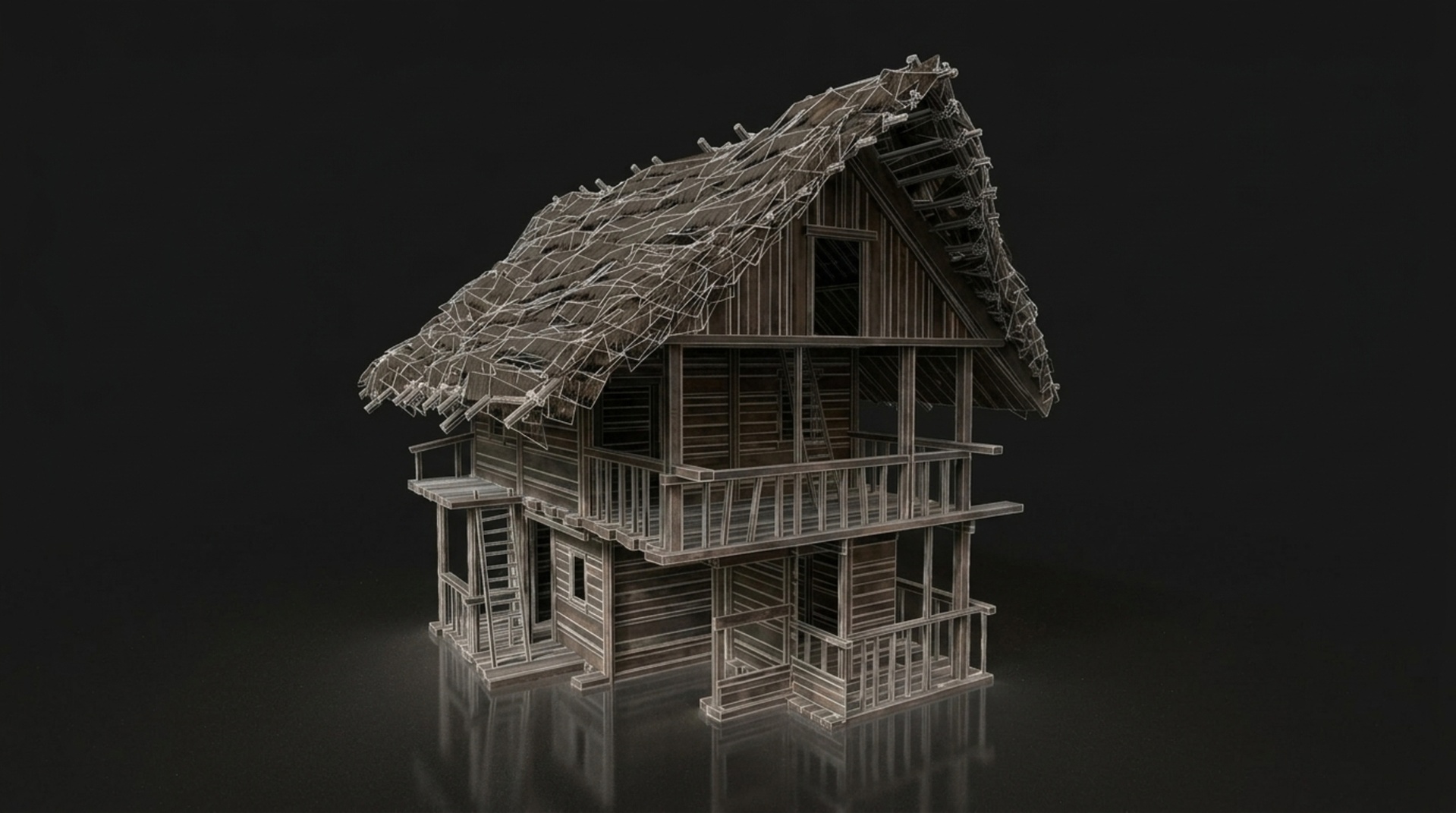 Media 1 for listing Medieval Fantasy Wooden House (3-Storey Enterable PBR Building)