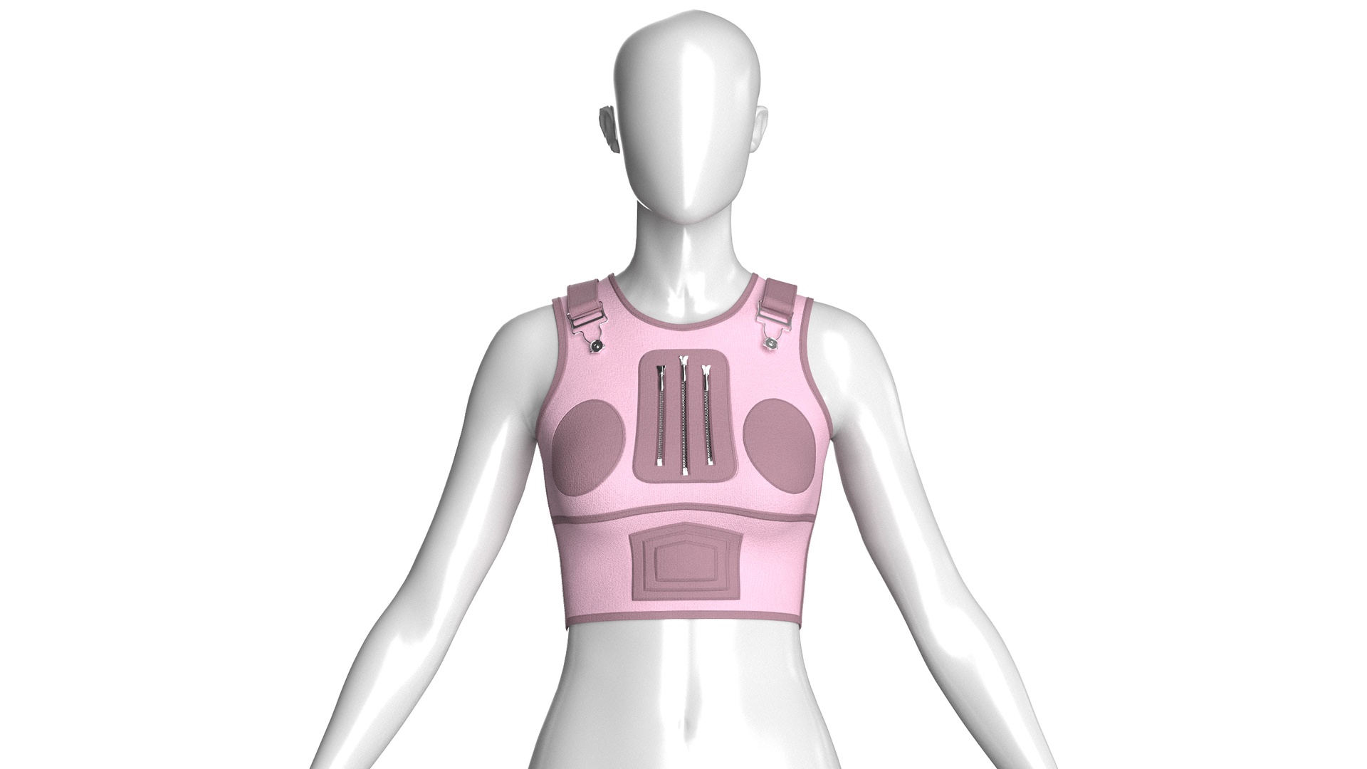 Media 1 for listing Girls Crop Vest With Triple Center Zippers | High Poly