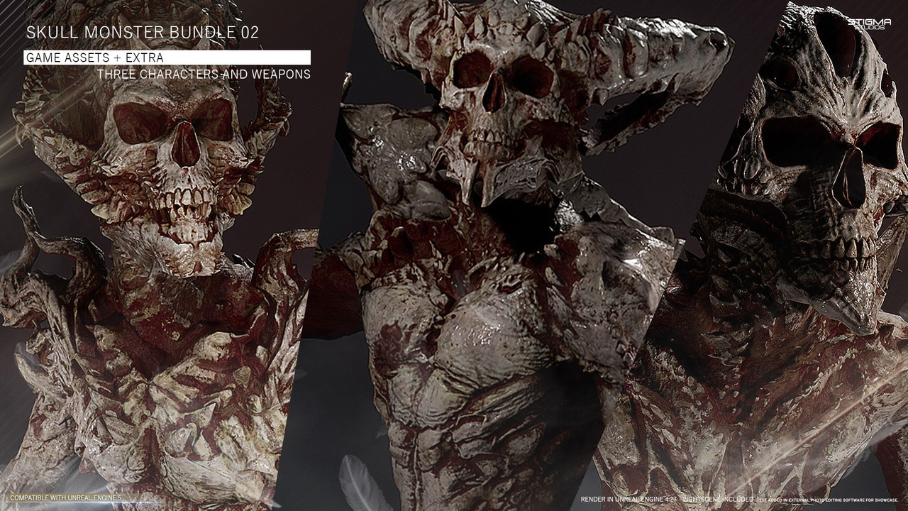 Media 1 for listing Skull Monster Bundle 02 - Game Assets + Extra | STIGMA STUDIOS